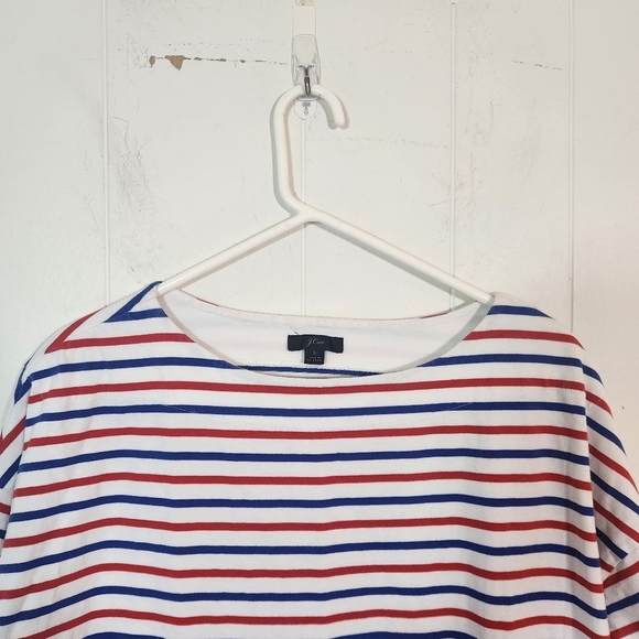 J Crew Red White Blue Oversized Striped Tee Size Small - Picture 6 of 16